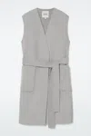 Cos Longline Double-faced Wool Waistcoat In Grey