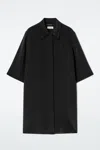 Cos Longline Silk Shirt In Black
