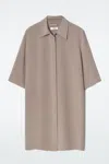 Cos Longline Silk Shirt In Brown