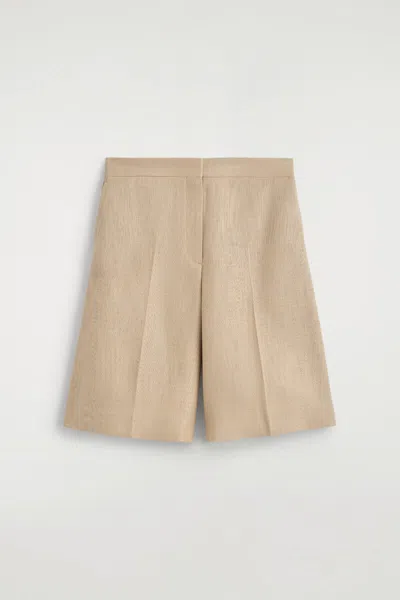 Cos Longline Tailored Shorts In Sand