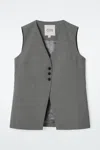 Cos Longline Tailored Twill Waistcoat In Grey