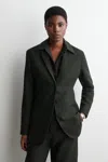 Cos Longline Wool-blend Blazer In Green