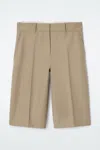 Cos Longline Wool-blend Twill Shorts In Beige