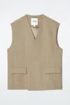 Cos Longline Wool-blend Twill Waistcoat In Beige