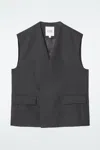 Cos Longline Wool-blend Twill Waistcoat In Black