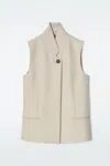 Cos Longline Wool Waistcoat In Beige