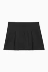 Cos Low-rise Pleated Wool Mini Skirt In Black