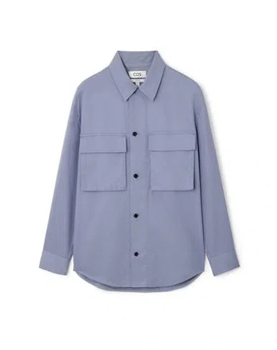 Cos Man Shirt Light Blue Size Xl Tencel Lyocell, Cotton