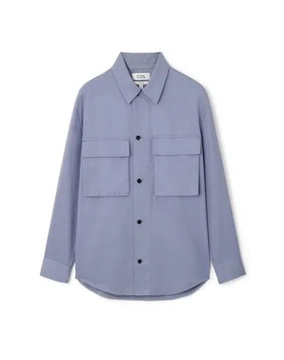 Cos Man Shirt Light Blue Size L Tencel Lyocell, Cotton