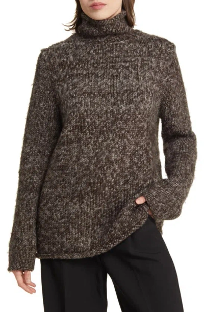 Cos Marled Wool Turtleneck Sweater In Brown Dark