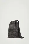 Cos Mélange Knitted Drawstring Crossbody Bag In Black