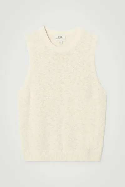 Cos Relaxed Mélange-knit Cotton Vest In Beige