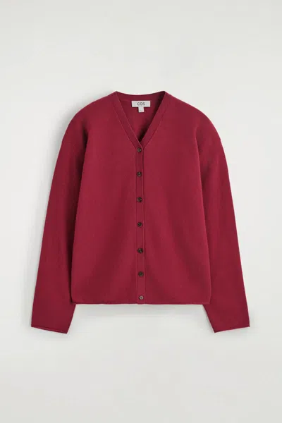 Cos Merinio Wool V-neck Cardigan In Red