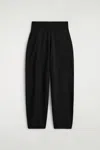 Cos Merino Wool Barrel-leg Pants In Black