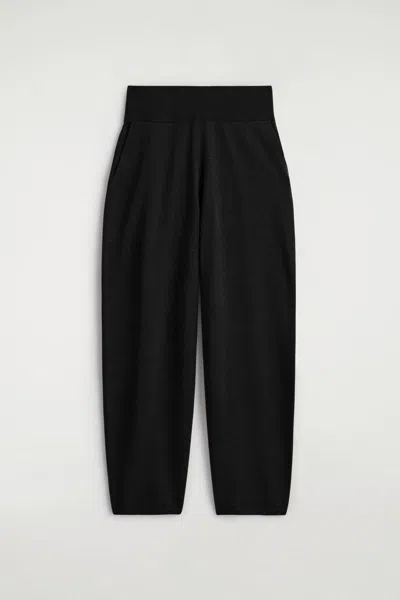 Cos Merino Wool Barrel-leg Pants In Black
