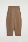 Cos Merino Wool Barrel-leg Pants In Brown