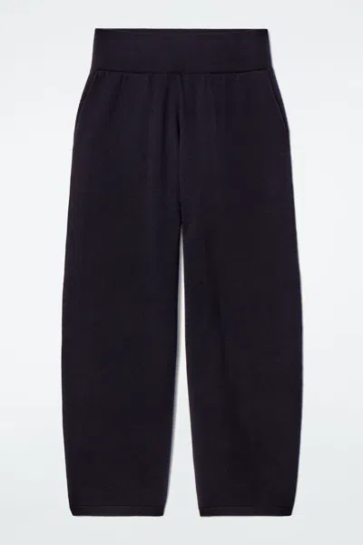 Cos Merino Wool Barrel-leg Trousers In Blue