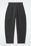 Cos Merino Wool Barrel-leg Trousers In Grey