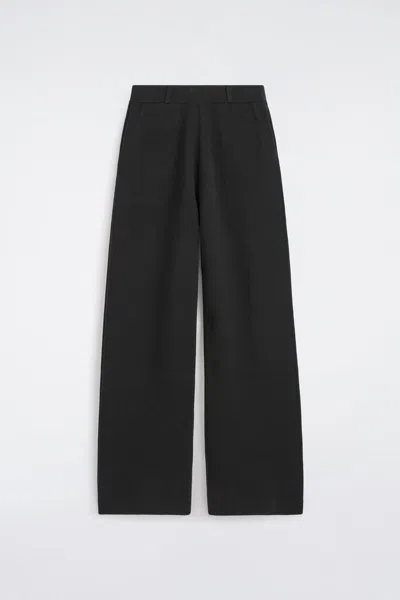Cos Merino Wool Blend Straight-leg Pants In Black