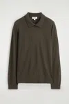 Cos Merino Wool Button-collar Sweater In Brown