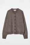 Cos Merino Wool Crew-neck Cardigan In Beige