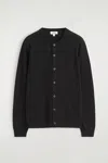 Cos Merino Wool Crew-neck Cardigan In Black