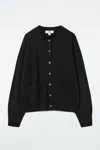 Cos Merino Wool Crew-neck Cardigan In Black