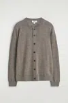 Cos Merino Wool Crew-neck Cardigan In Sand
