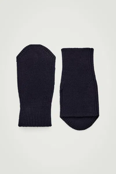 Cos Merino Wool Fingerless Gloves In Blue