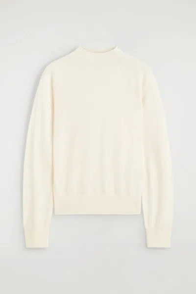 Cos Merino Wool Funnel-neck Sweater In White