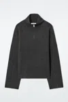 Cos Merino Wool Half-zip Jumper In Grey