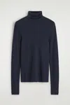 Cos Merino Wool High-neck Top In Blue