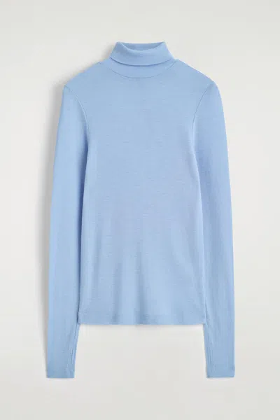 Cos Merino Wool High-neck Top In Blue