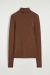 Cos Merino Wool High-neck Top In Brown