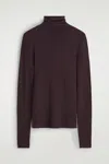 Cos Merino Wool High-neck Top In Burgundy