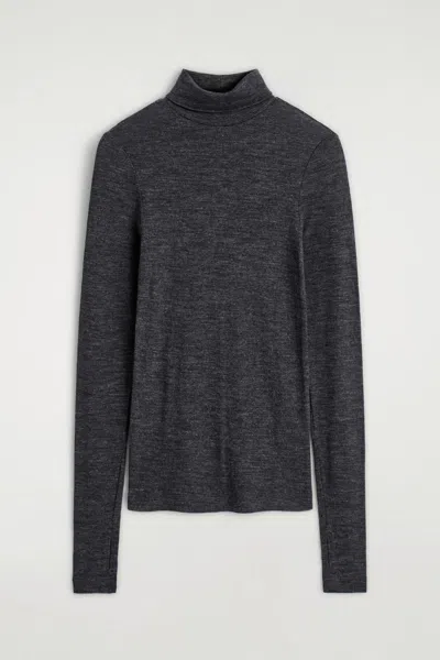 Cos Merino Wool High-neck Top In Gray