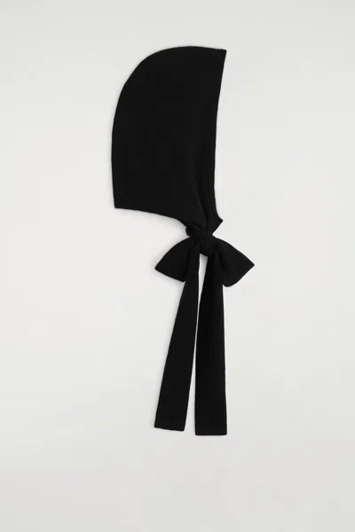 Cos Merino Wool Hooded Scarf In Black