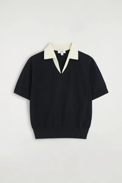Cos Merino Wool Layered Polo Shirt In Multi