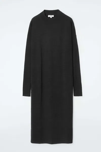 Cos Merino Wool Midi Dress In Black