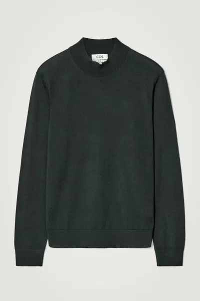 Cos Merino Wool Mock-neck Jumper In Green