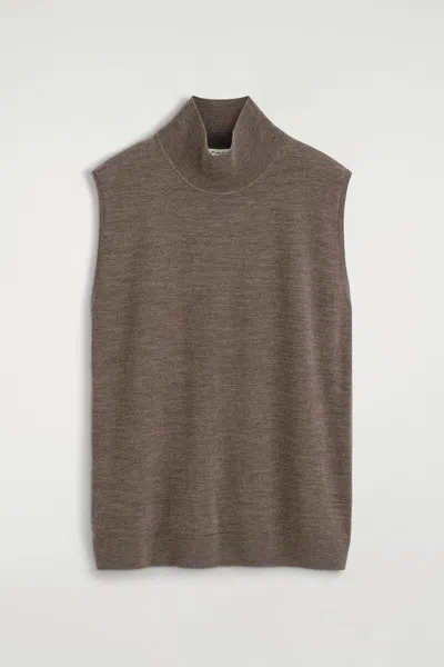 Cos Merino Wool Mock-neck Tank In Beige
