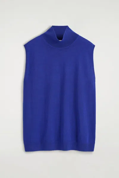 Cos Merino Wool Mock-neck Tank In Blue