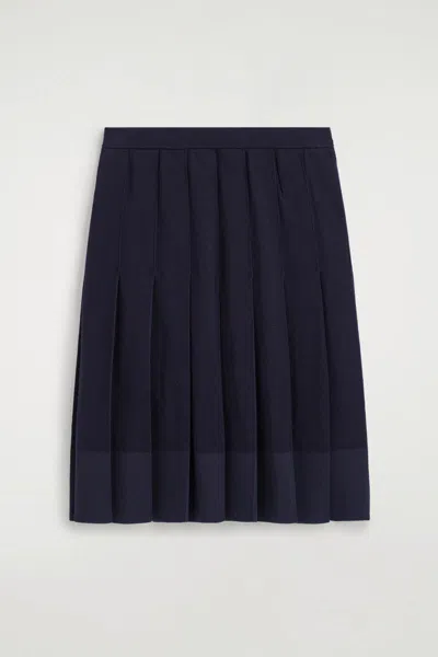 Cos Merino Wool Pleated Midi Skirt In Navy