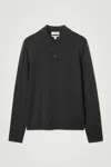 Cos Merino Wool Polo Shirt In Black