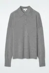 Cos Merino Wool Polo Shirt In Grey