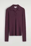 Cos Merino Wool Polo Shirt In Red