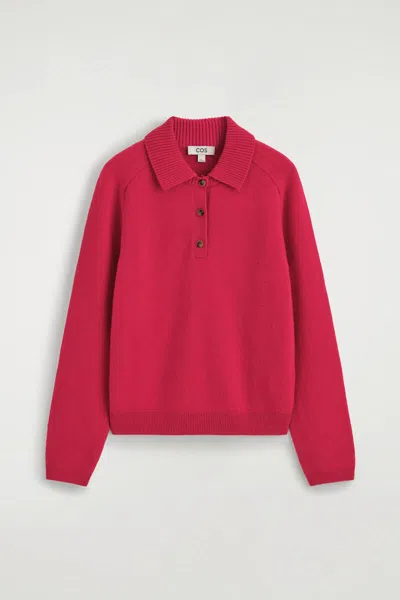 Cos Merino Wool Polo Shirt In Rouge