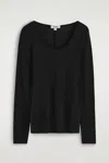 Cos Merino Wool Scoop-neck Top In Black
