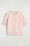 Cos Merino Wool Short-sleveled Cardigan In Pink