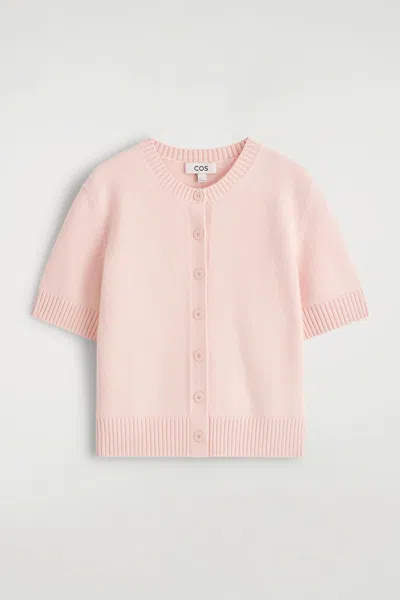 Cos Merino Wool Short-sleveled Cardigan In Pink